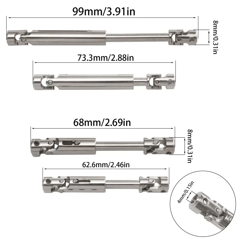 Akcesoria do modyfikacji metalowego wału napędowego pasujące do C8815 C8835 H1 1/10 RC Car, metalowe części do modyfikacji mostu bramowego.