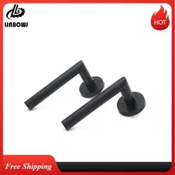 Door Handle 304 Brushed Stainless Steel Tube Hollow Spray Paint Frosted Black Round Cover Split Right Angle door handle