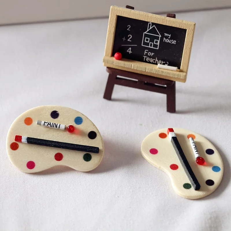 Dollhouse 1:12 mini simulation drawing board, color palette, dollhouse shooting props, BJD pocket furniture accessories
