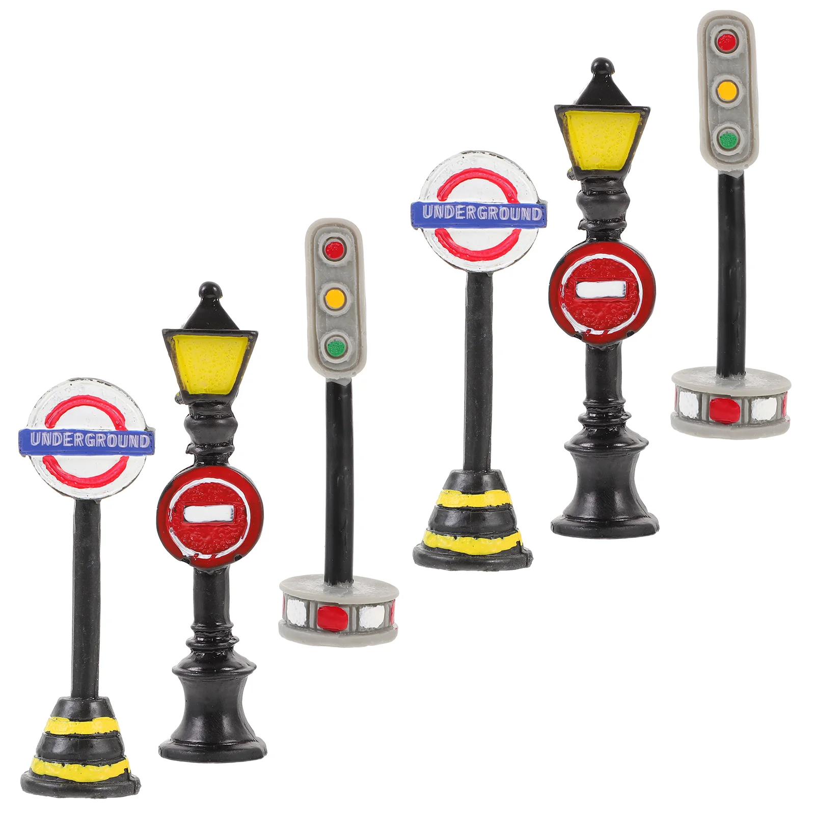 

6 Pcs Road Sign Kid Mini Street Light Signal for Tiny House Houses Directional Models