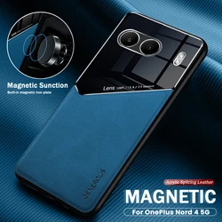 For OnePlus Nord4 13 Nord 4 5G Case Built-in Magnet Plate PU Leather Glass Hard Back Cover Matte Case For One Plus Nord4 1+Nord4