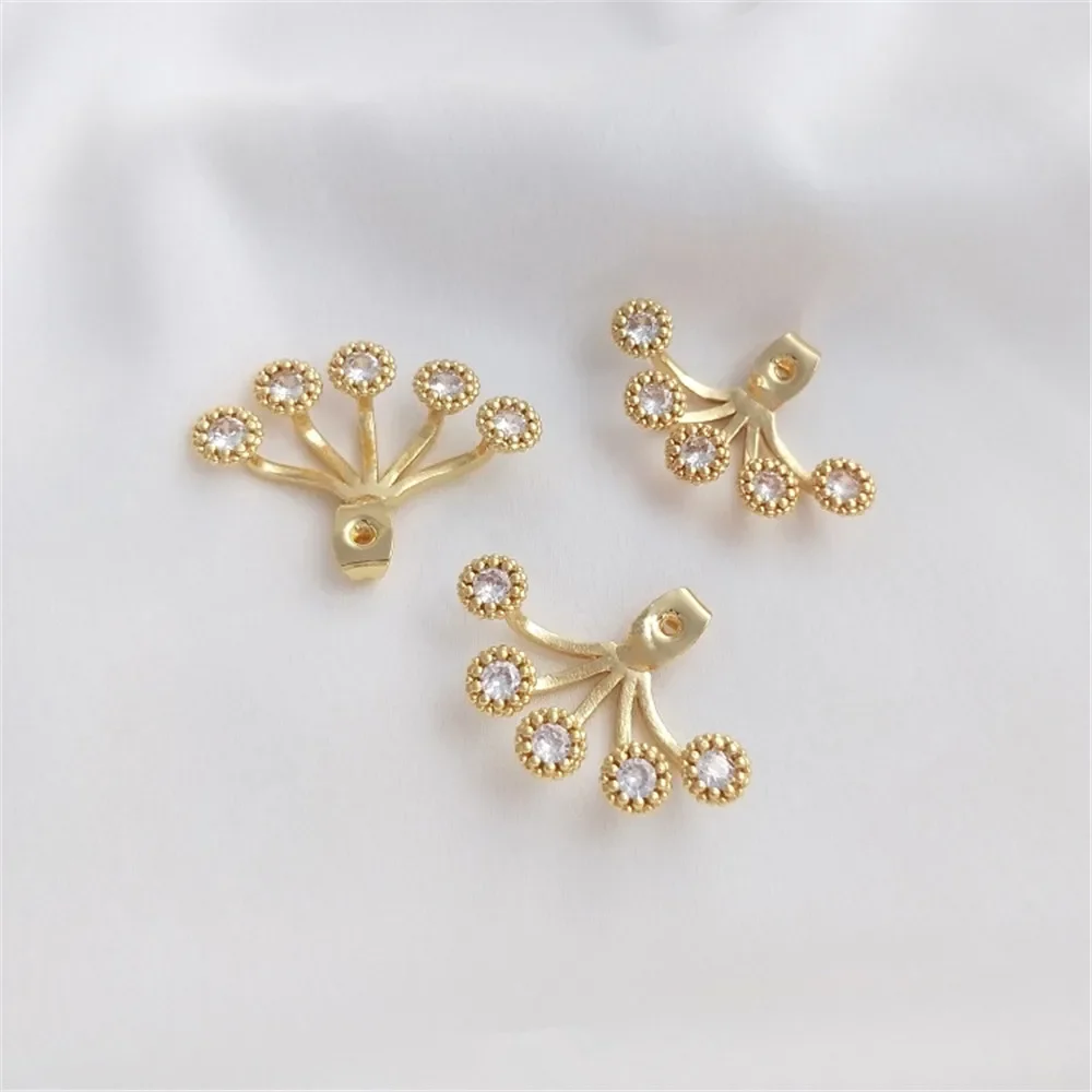 

14K Gold Plated Zircon butterfly earplugs rear hanging fashion earplugs Handmade DIY earring accessories