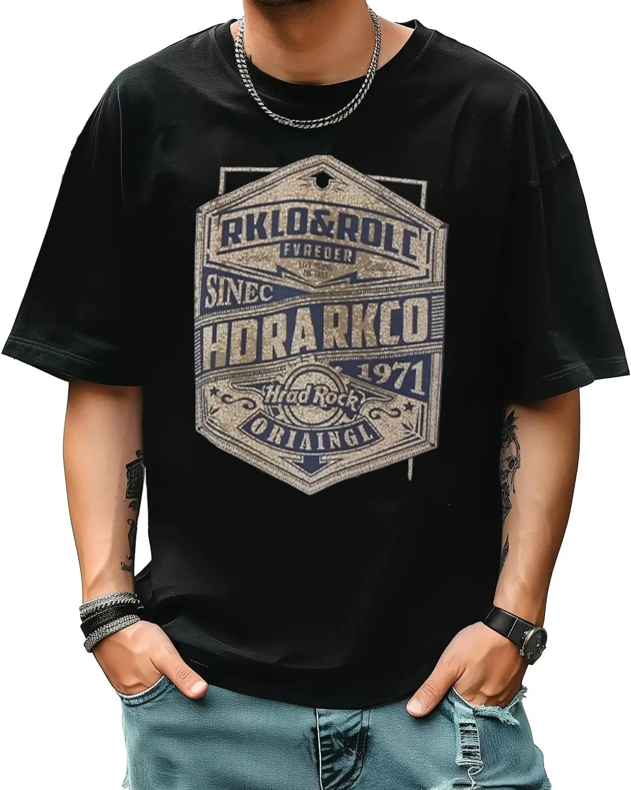 T-shirt da uomo estremamente spaziosa Fit forMen Soft girocollo Retro English Badge Tees Cotton Luxury brand vintage oversize