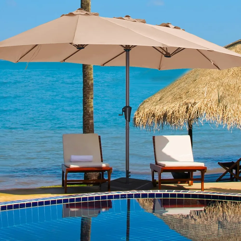 

13FT Outdoor Patio Umbrella with Base Included, Double Sided Pool Umbrellas with Fade Resistant Canopy, Large Table Umbrella