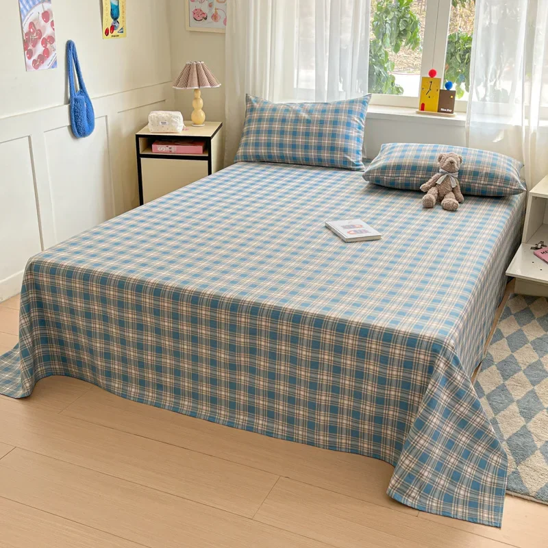 Cozy Dormitory Bedding Printed Old Coarse Cloth Bed Sheet for Single Double Beds Washable and Multiple Color Options