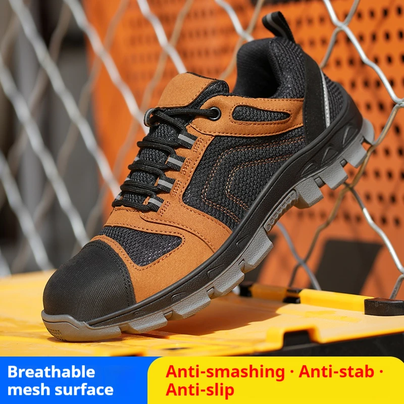 Safety Shoes Men Work Boots Construction Steel Toe Shoes Breathable Safety Boots Anti-Smash Work Sneakers Indestructible Shoes