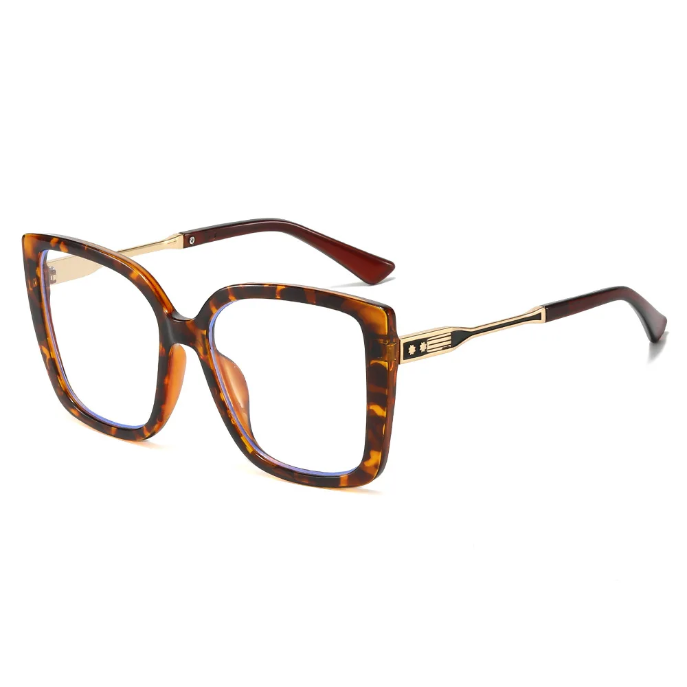 نظارات جديدة بسيطة بإطار كبير مضادة للضوء الأزرق من أوروبا وأمريكا، نظارات عين القطة المزخرفة متعددة الاستخدامات للسيدات #1