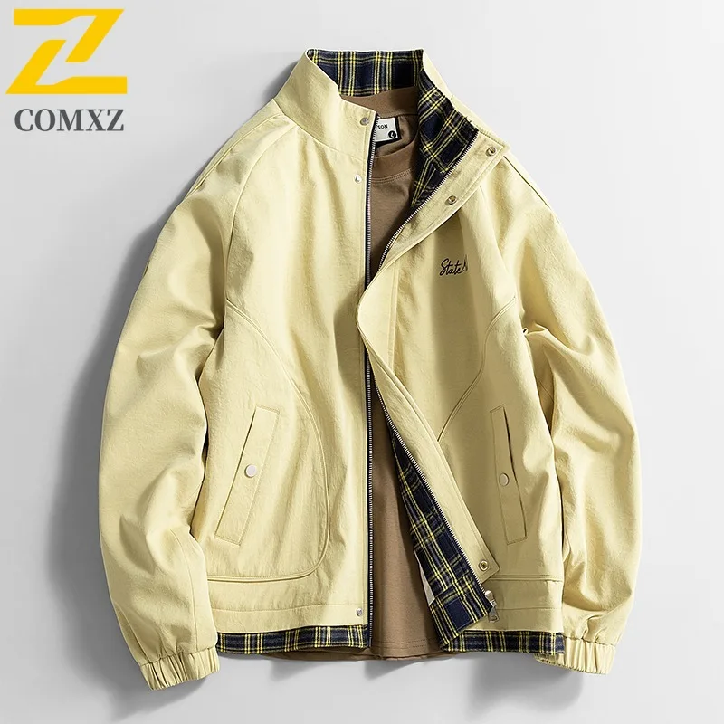 

COMXZ Outdoor Fashion Jacket for Men Luxury Stand Collar Hiking Lightweight Coat Versatile Riding Comfortable Autumn Coats