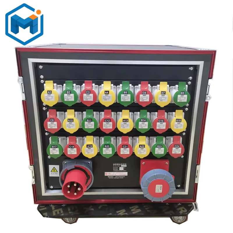 24-Way 16A Waterproof Power Distro Large Screen LED Stage Lighting Audio Power Distribution Cabinet with Flight Case