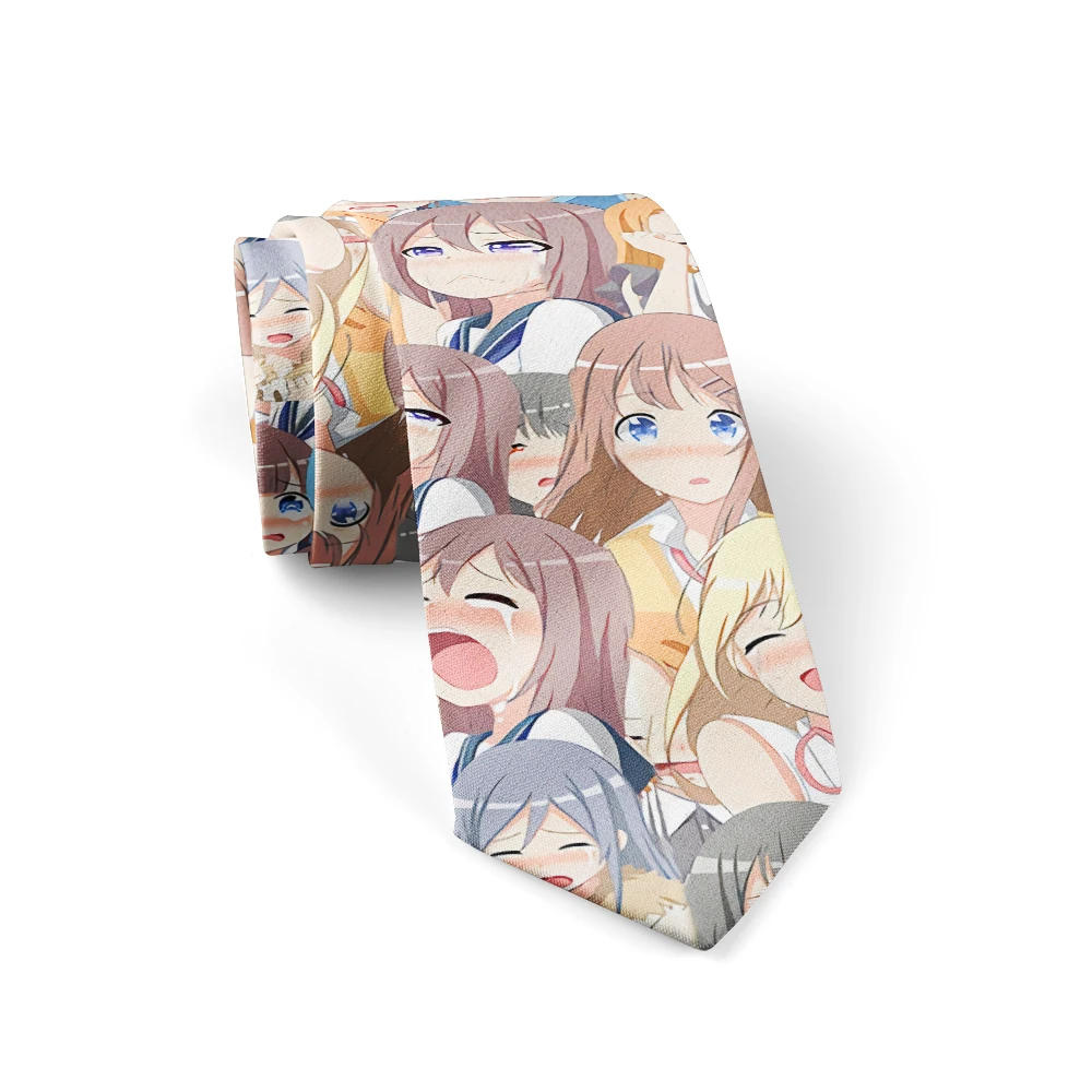 Corbata de dibujos animados con estampado de Anime para mujer, accesorios de Cosplay diarios para fiesta informal, corbata estrecha de poliéster japonesa de 8cm de ancho, venta al por mayor