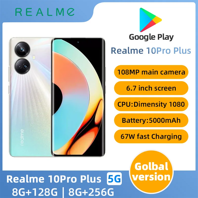 Realme  10 pro plus Android 5G Unlocked 6.7 inch  256G All Colours in Good Condition Original used phone