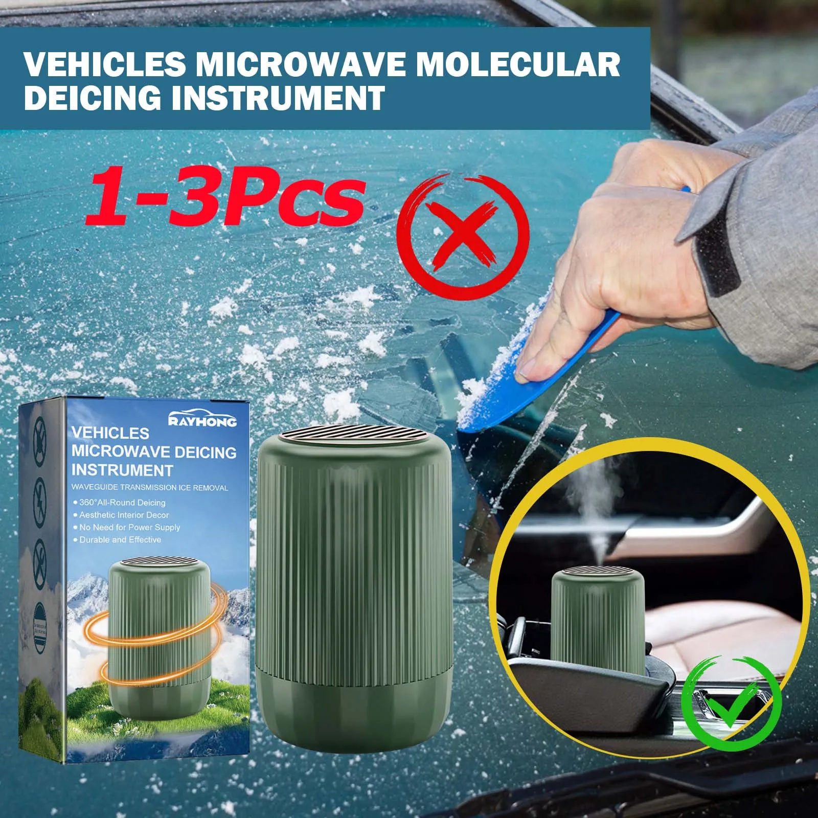 Vehicles Microwave Molecular Deicing Instrument Car Window Deicer Snow Removal Winter Auto Windshield Snow Deicing Antifreeze