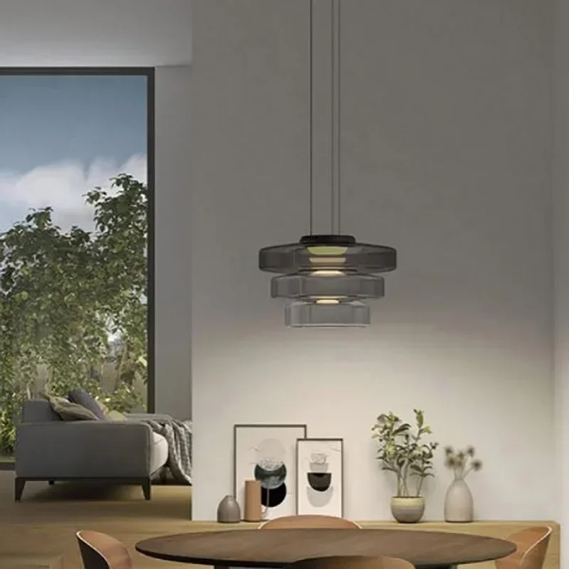 Designer Style Minimalist Glass Lighting for Restaurant Bedroom Creative Bedside Atmosphere  Artistic Pendant Light