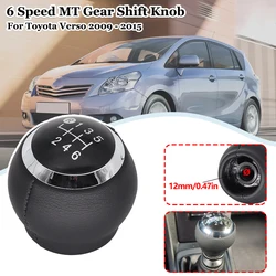Pu Leather 6 Speed MT Gear Shift Knob GearStick Lever Pen Shifter Handball Chrome M12 Black For Toyota Verso 2009 - 2015 Corolla