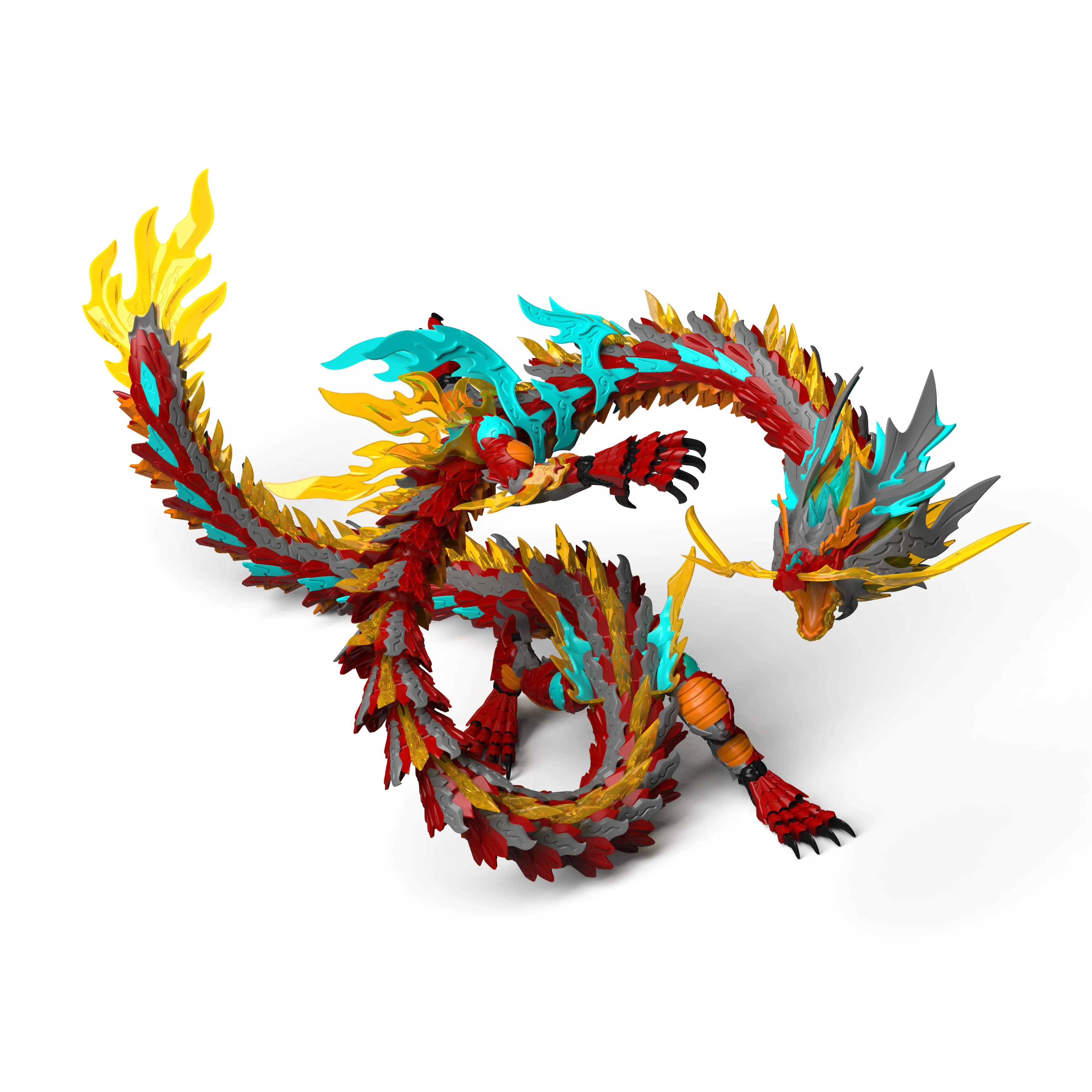 【Dragon Raja】Zl0001 Scarlet Dragon King télécommande lumineuse articulée métal squelette assemblage modèle jouet figurines d'action
