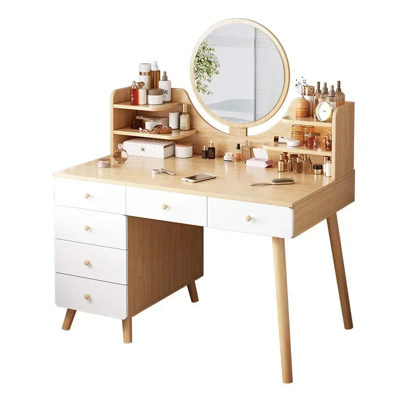 %Dressing Table Multifunctional Makeup Table with Mirror Chair Comfortable Cabinets Living Room Penteadeira Bedroom Furniture