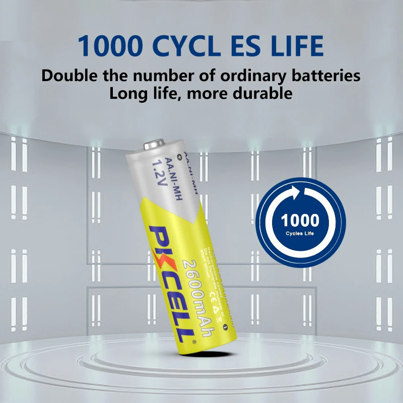 20PC PKCELL AA 2600mah 1.2V Ni-MH akumulator AA akumulatory aparat zabawka lampy samochodowe baterie AA 1000 razy