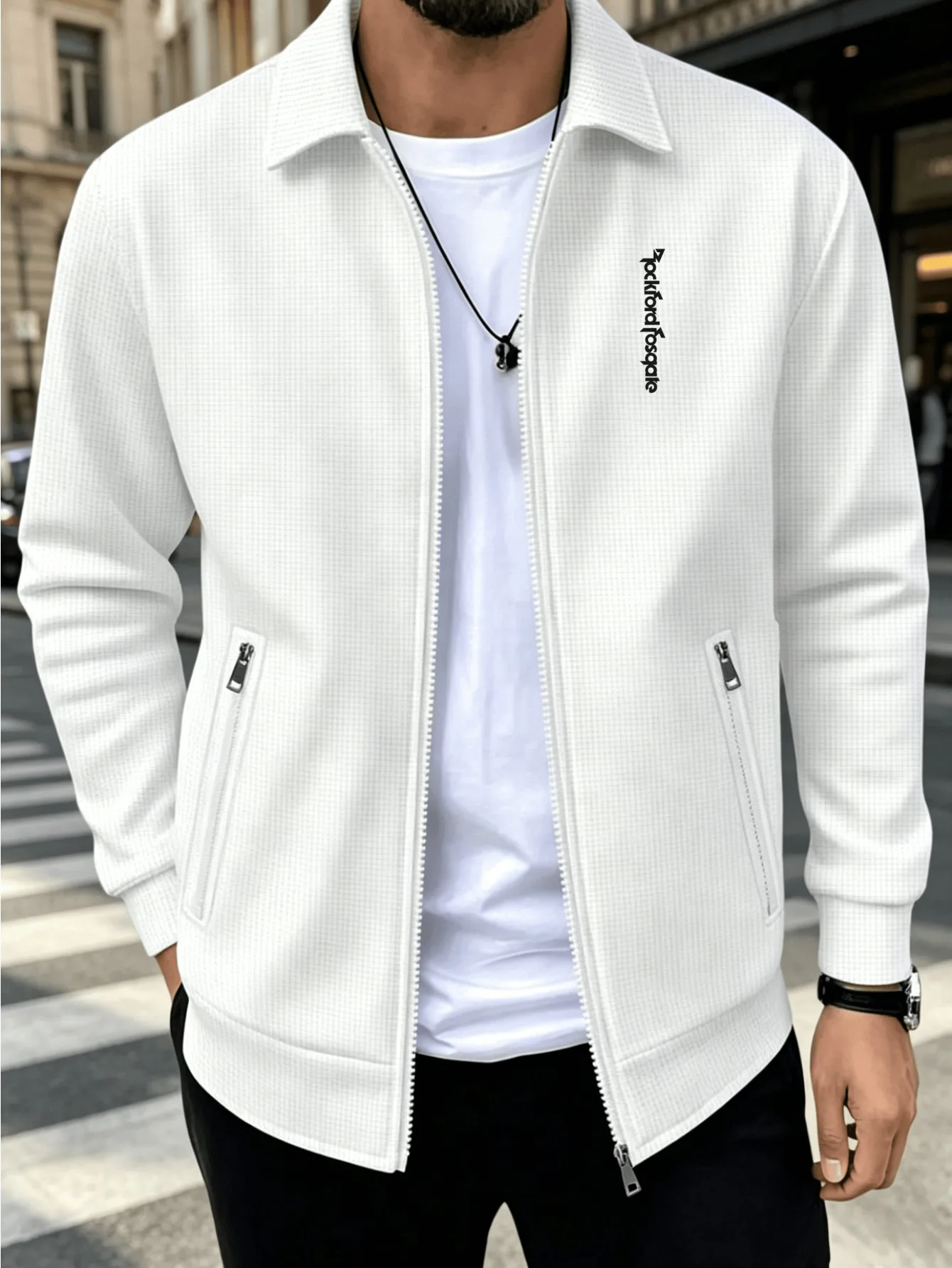 2026 spring and autumn new style, men's waffle outerwear, simple and fashionable trend casual, versatile for home and outdoor fa
