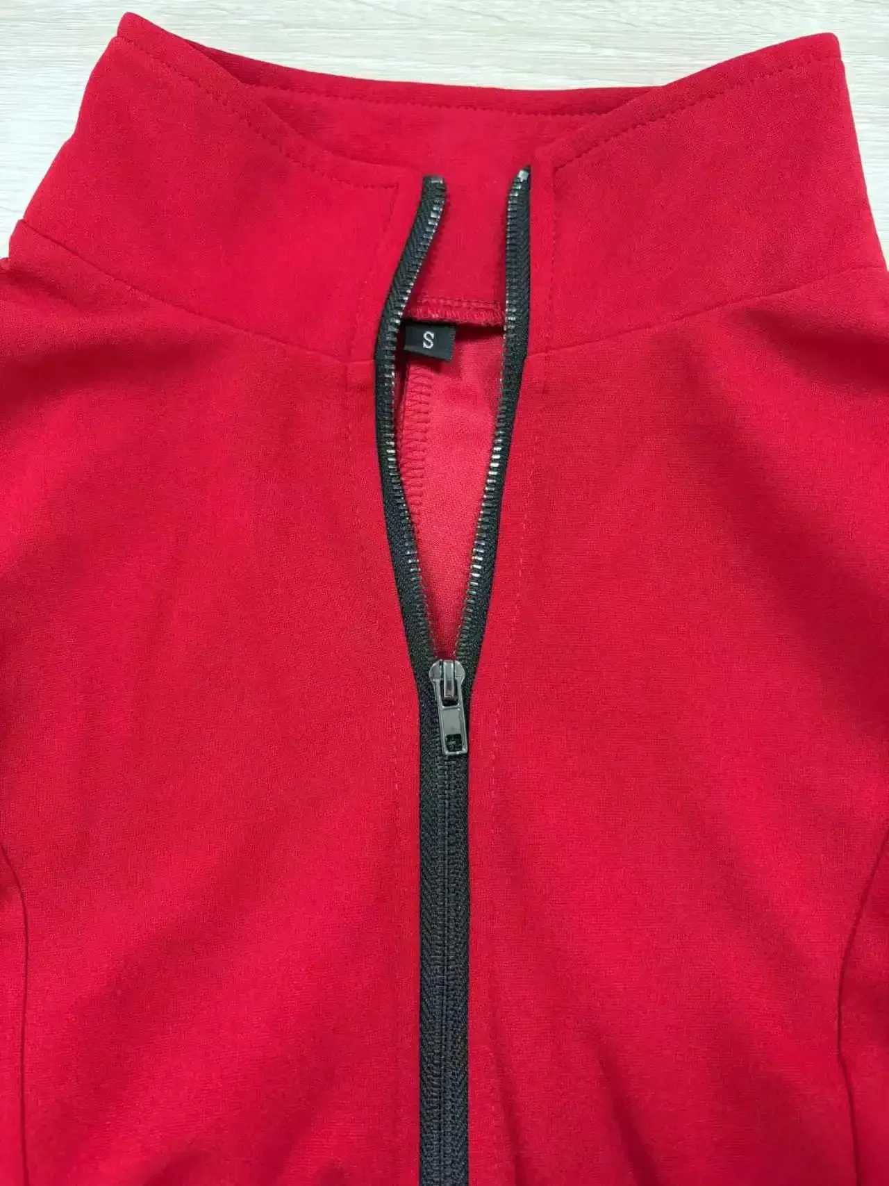 Damen Ärmelloses Kleid mit Stehkragen, halbem Reißverschluss vorne, schmaler Passform, Patchwork-Design, A-Linie, Business-Casual, Bleistift-Bodycon-Kleid – Detail 5
