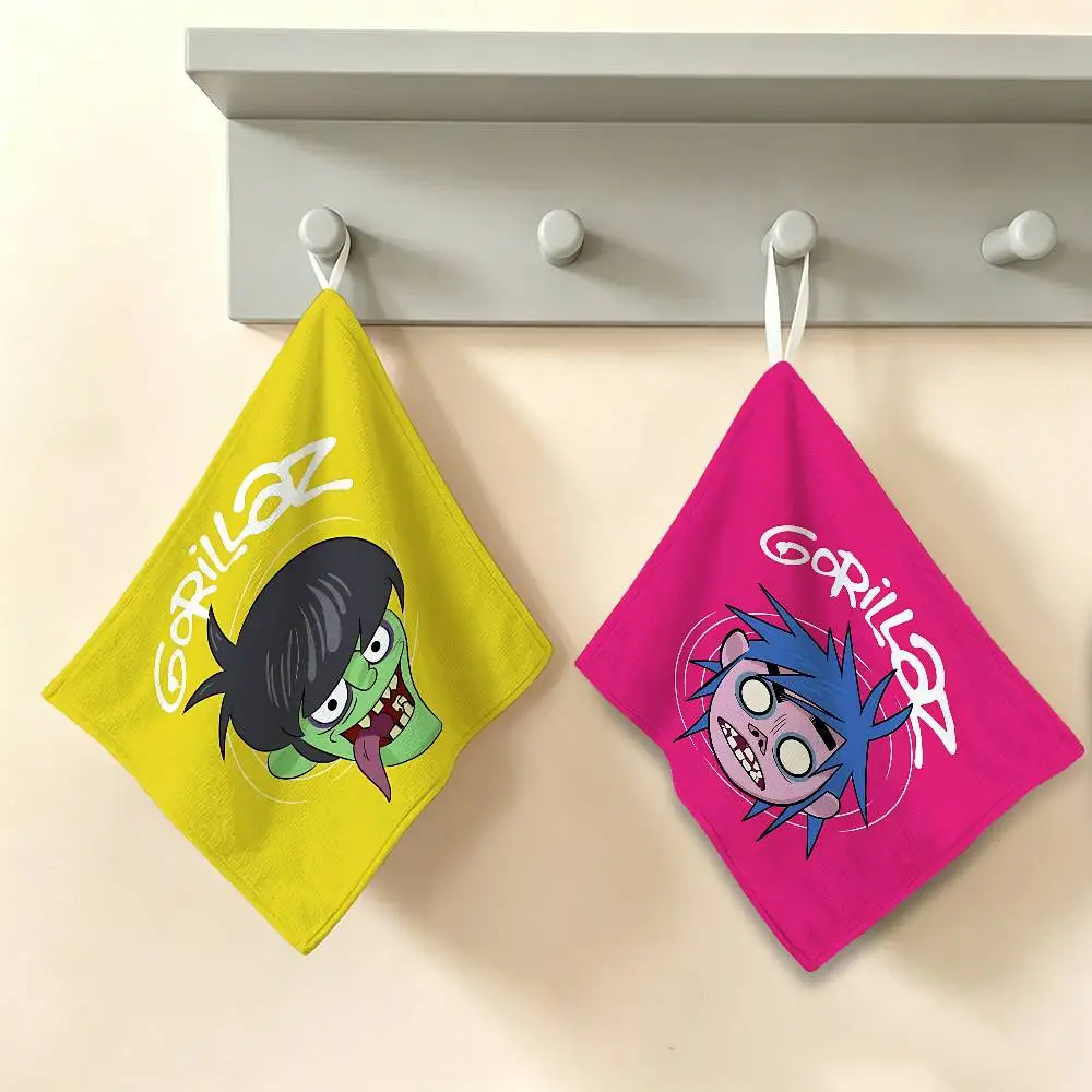 Band B-Gorillaz Polyester Cotton Hanging Kitchen Towel, Skin Friendly Hand Wiping Towel for Hotel Cafe Household