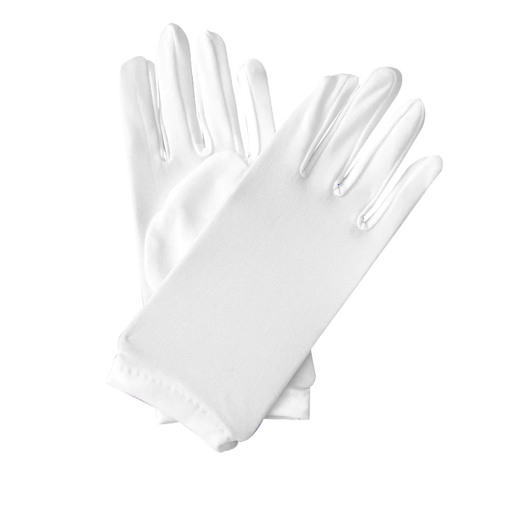 New Satin Full Finger Party Short Gloves For Women Girls Spring Autumn Solid Mittens Outdoor Dance Dress Up Bride's Gloves