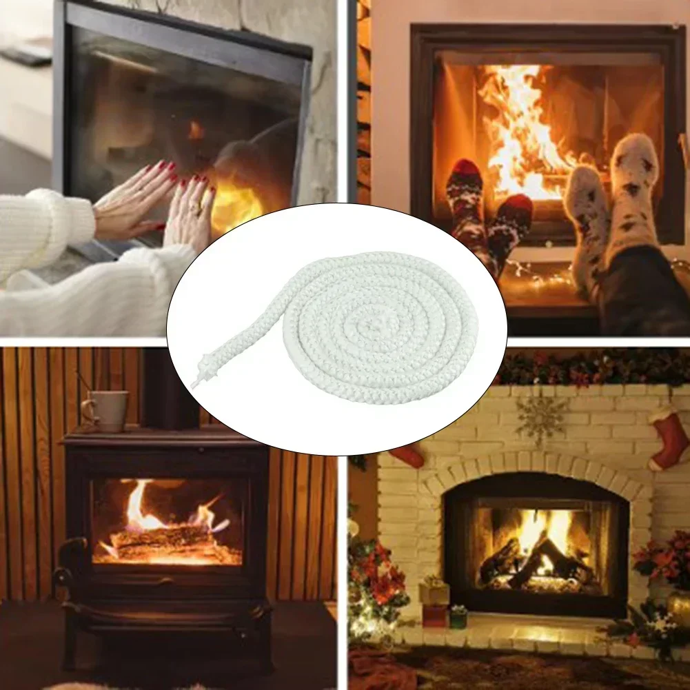 Fireplace Sealing Rope Fiberglass White Gasket Cord Safety Stove Door Fireplace Cord Woodburner Rope 6mmX2.5m/14mmX2m/16mmX2m