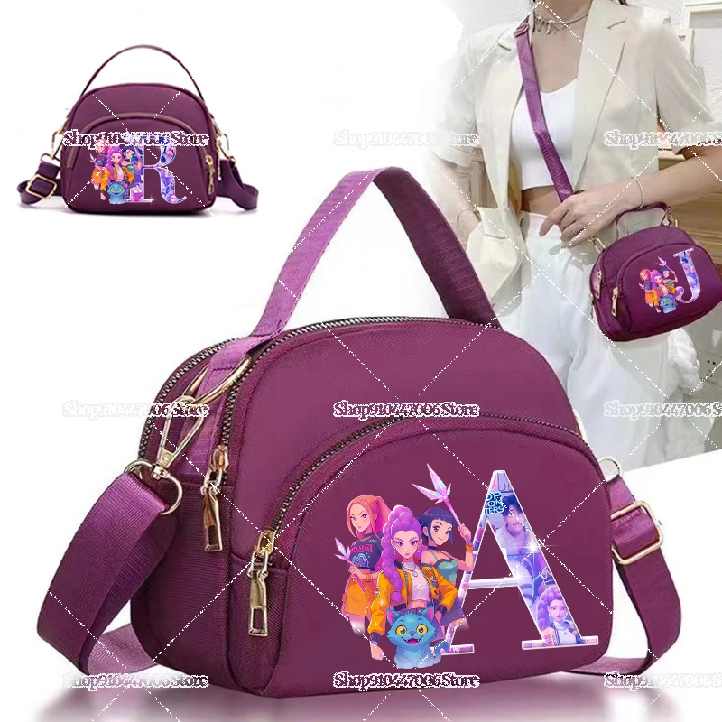 Сумка-тоут с принтом Kpop Demon Hunters Letter A-Z, сумка через плечо для женщин, портативная сумка двойного назначения, большая вместительная сумка для мобильного телефона