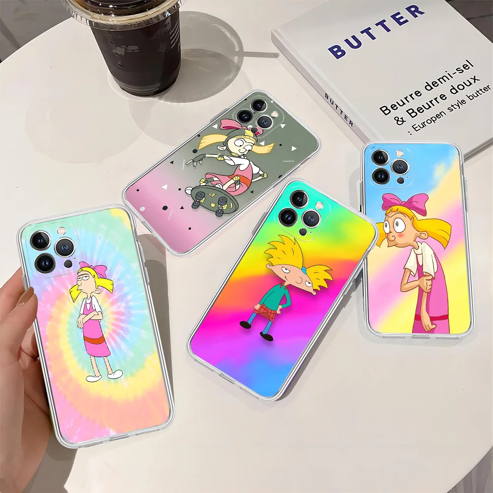 H-Hey A-Arnold H-Helga Cute Funny Cartoon Phone Case Silicone Soft For Iphone 16 15 14 13 12 11 Pro Mini XS MAX Plus X Cover