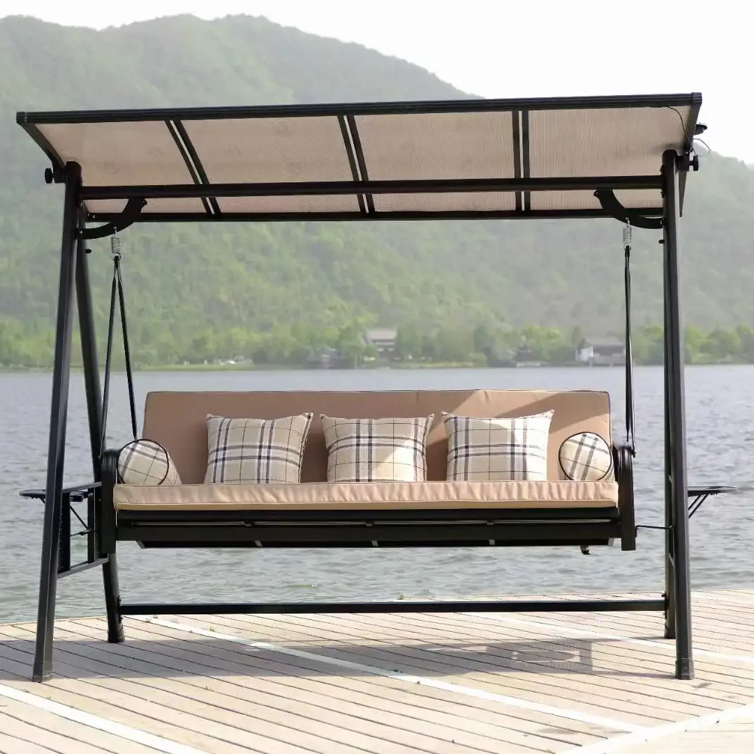 

High Quality Outdoor Furniture Swing Chair Garden Patio Balcony 4 Seater Roof Outdoor Metal Patio Swings Bed