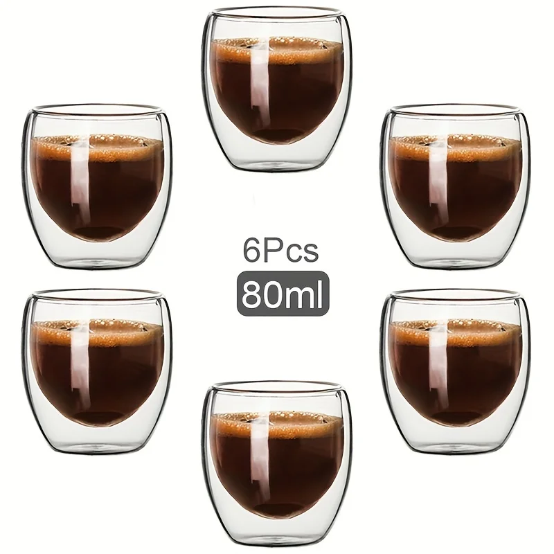 Double Wall Glass Cup Heat Insulation Transparent Handmade Tea Drink Cups MINI Whisky glasses Espresso Coffee Mug