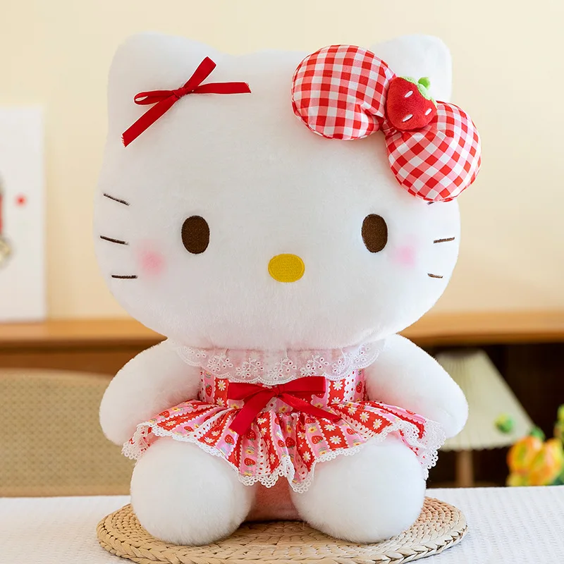 Brinquedo de Pelúcia Sanrio Kawaii de 60cm, Hello Kitty Morango, Boneca de Pelúcia Kt Cat, Presente de Aniversário para Meninas, Perfeito para Brinquedos de Garra