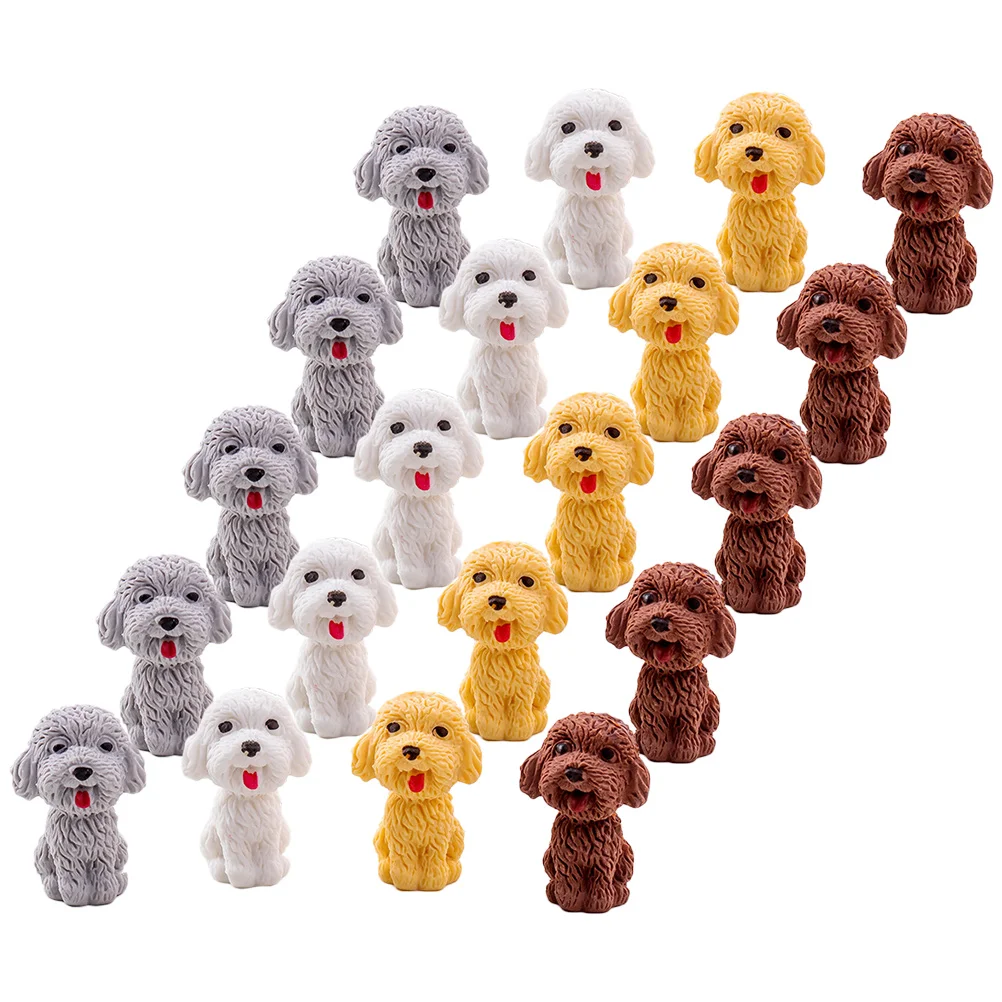 20 Pcs Toy Stationery Dog ​​pencil Eraser Student Child Mini Animal Figurines Lovely