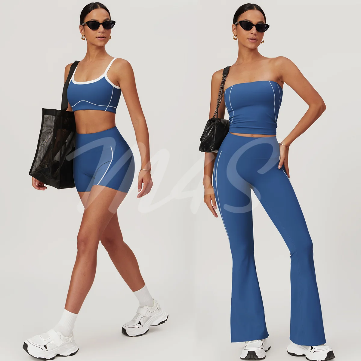 Matching Sets for Women Yoga Set Workout Gym Set Women Sport Suit Fitness Shorts Flared Pants Padded Vest Active Wear Outfits