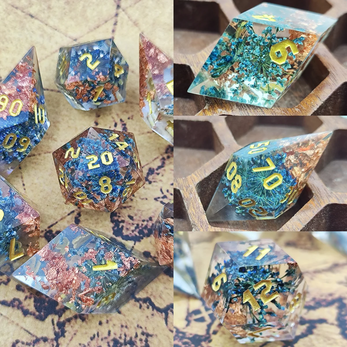 

Sharp edged resin dice 7-piece set polyhedral mathematics teaching dragon and dungeon RPG tabletop role-playing game character