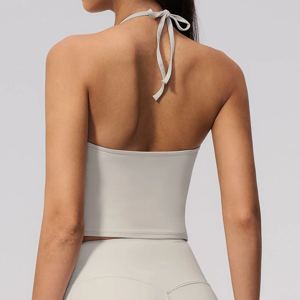 Yoga Bra Tie Up Neck Bra Women Workout Tops Fitness Sexy Sport Bra Female Backless Gym Yoga Crop Top Running Shockproof Yoga Bra