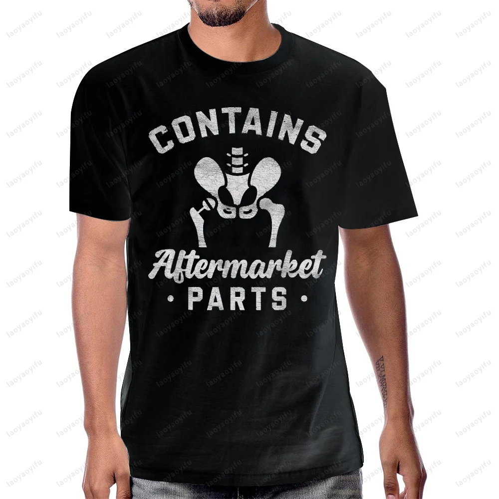 مضحك بعد جراحة الورك الانتعاش بيونيك الورك استبدال تي شيرت عادية موضة فضفاضة Harajuku قصيرة الأكمام القطن رجل التي شيرت #2