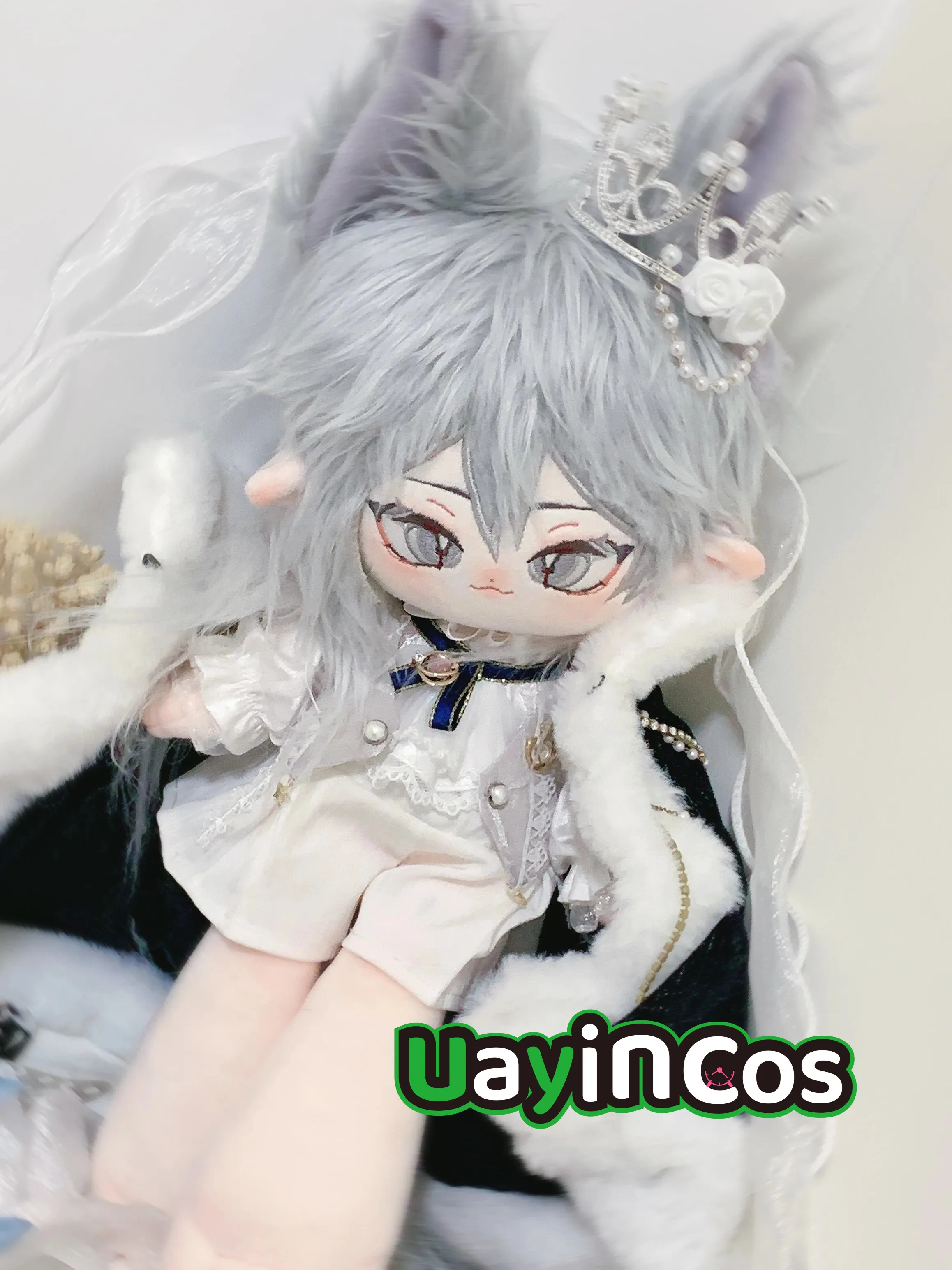 

Anime Gray Hair Yin Lian Animal Tail Master Devil Stuffed 30cm Long legs Plushies Plush Cotton Doll Clothes Body Toy For Kids G