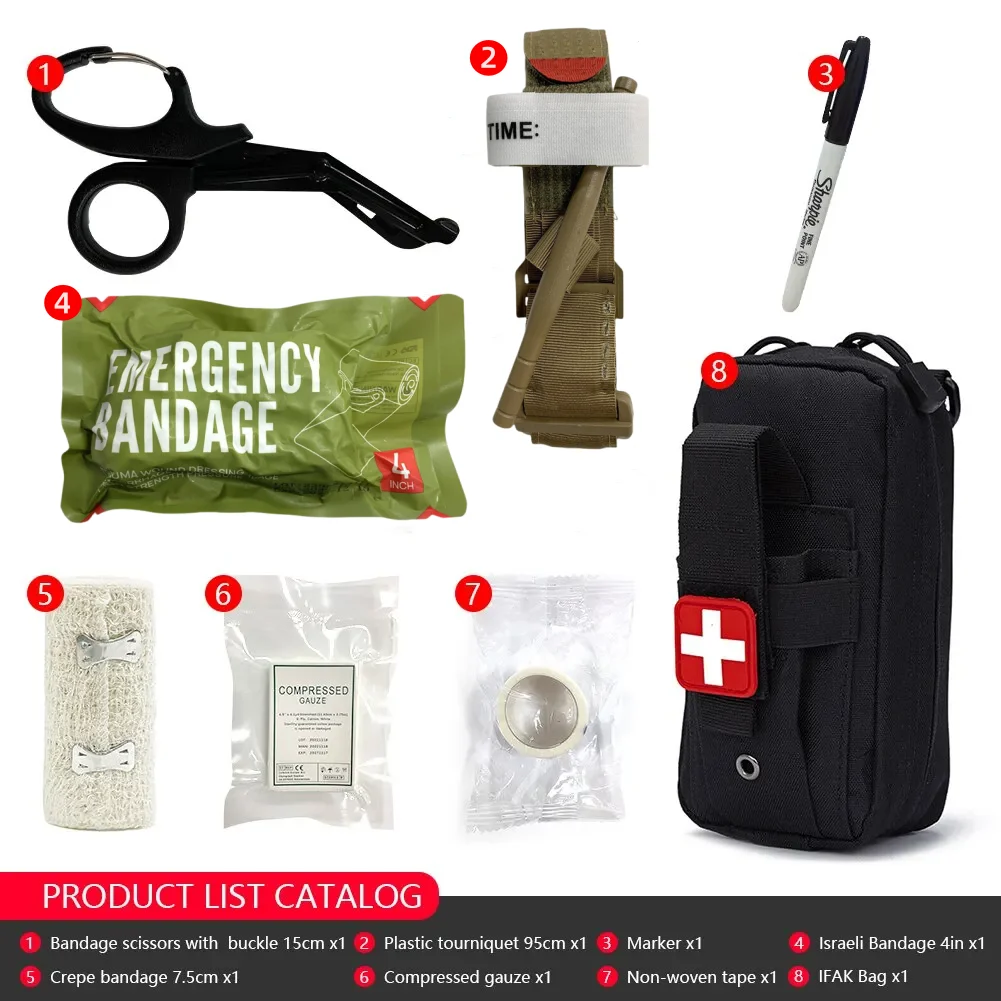 50611s-2 Tactical EMT First Aid Kit Pouch Bag With Tourniquet Scissors Bandage for Emergency IFAK Trauma Combat