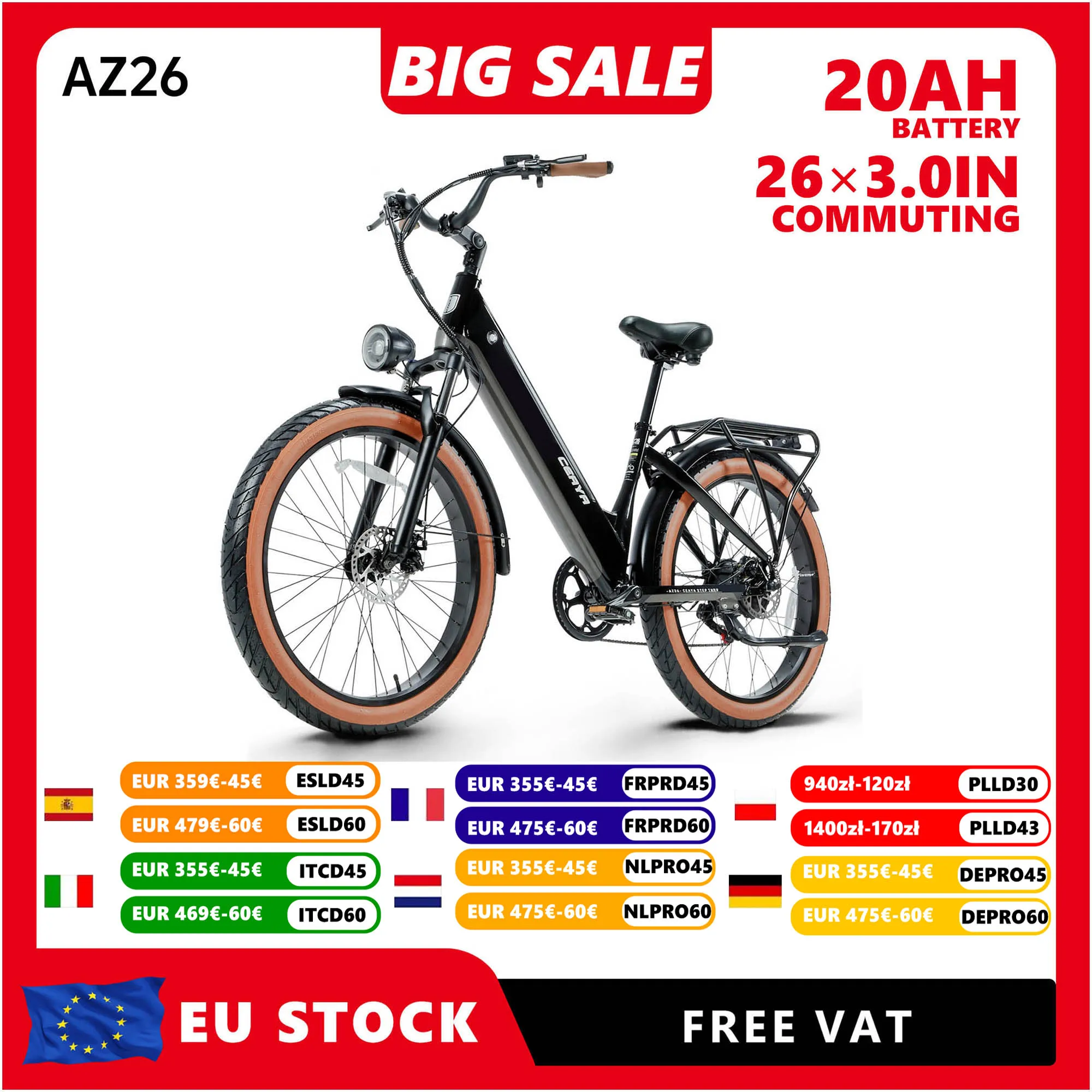 Elektrofahrrad 48V 20AH Batterie Elektrisches Mountainbike 26*3.0 Fat Tire City E-Bike Erwachsenen-Elektrofahrrad
