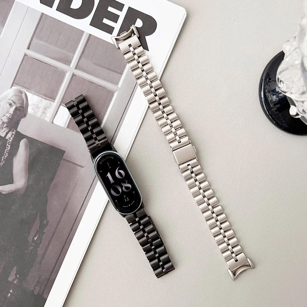 สร้อยข้อมือโลหะ Starry สําหรับ Xiaomi Smart Band 8/สมาร์ท Mi Band 9 สายรัดข้อมือโลหะผสมสําหรับผู้หญิงผู้ชายเปลี่ยนหรูหรา