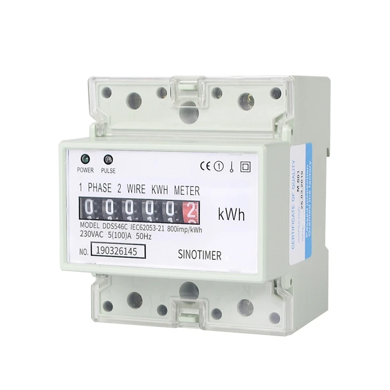 Hot 4X Electric Single Phase Two Wire AC 220V 100A Energy Meter Kwh Counter Consumption Analog Electricity Wattmeter(A)