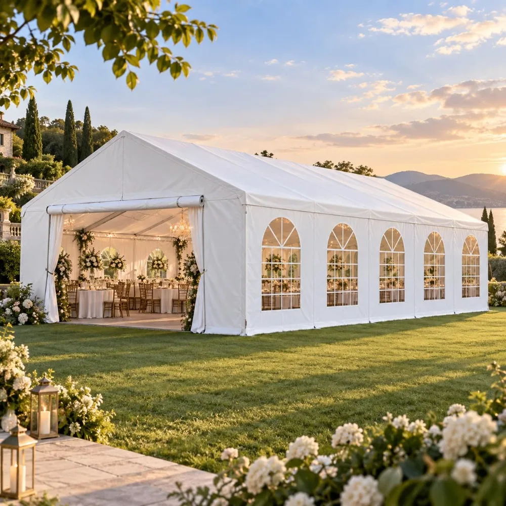 20x30 Party Tent, Galvanized Steel Pipe Waterproof Canopy with Sidewalls & Roll-Up Door, Event Shelter for Wedding, Custom