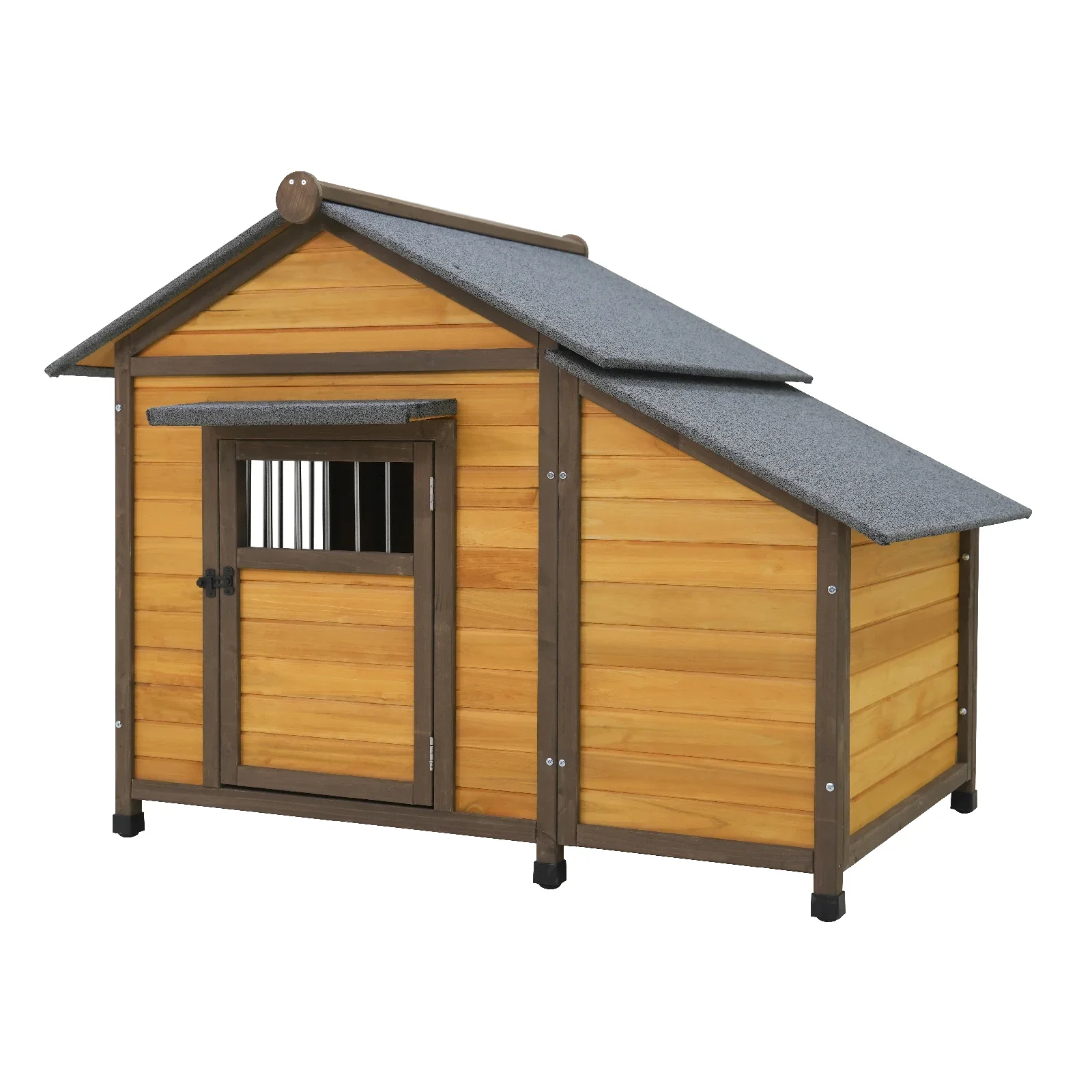 aOutdoor Solid Wood Dog House Warmth-Retaining All-Season Universal Kennel for Dogs & Cats Rural Villas