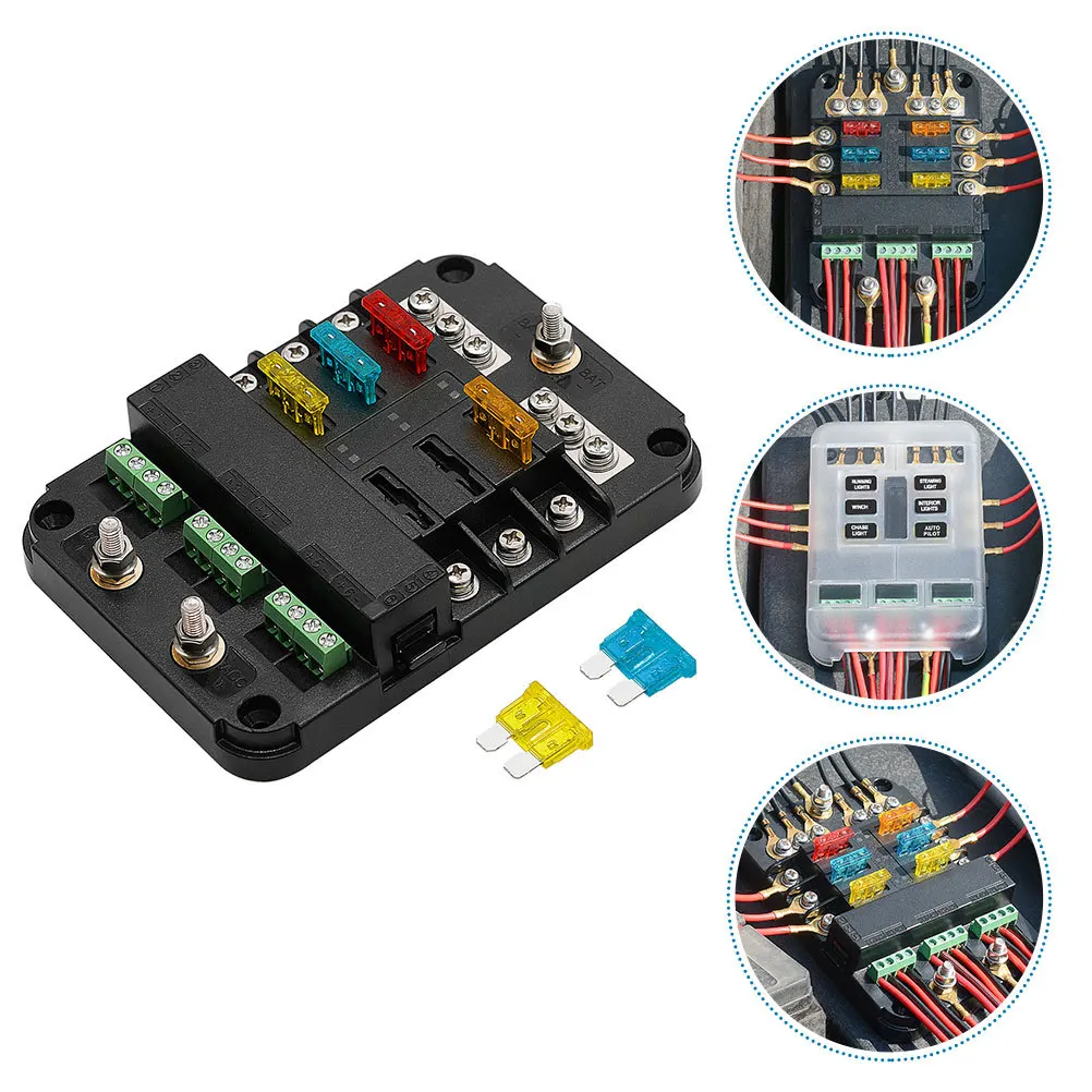 صندوق 10-24 فولت السيارات المزدوجة قطع الغيار تنصهر لوحة التوزيع 12 فولت البحرية محطة حامي الدائرة حامل السيارات كتلة البحرية فيوز