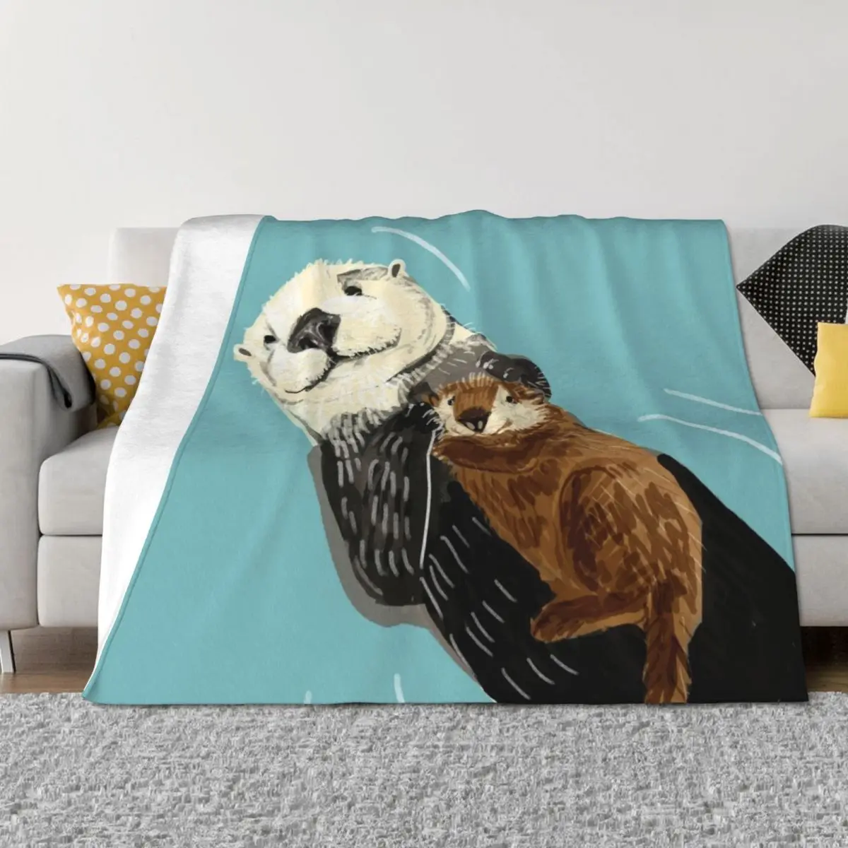 

Alaska sea otter mom and baby Throw Blanket Sofa Tourist Thermal Sofa Throw Blankets