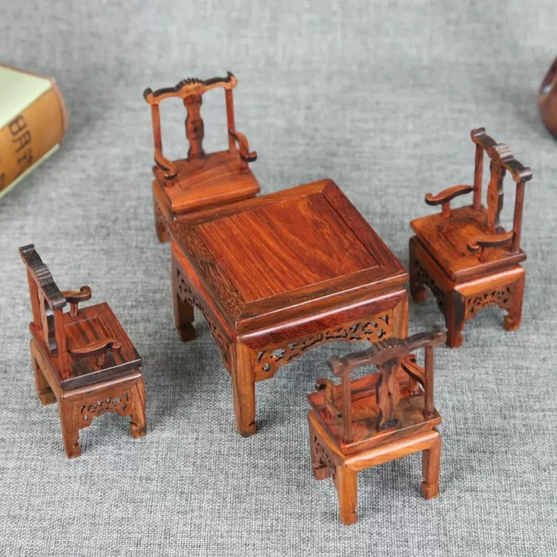 Ming and Qing Miniature Furniture Models, Red Sour Branches, Eight Immortals Table, official Hat Chair, Circle Chair