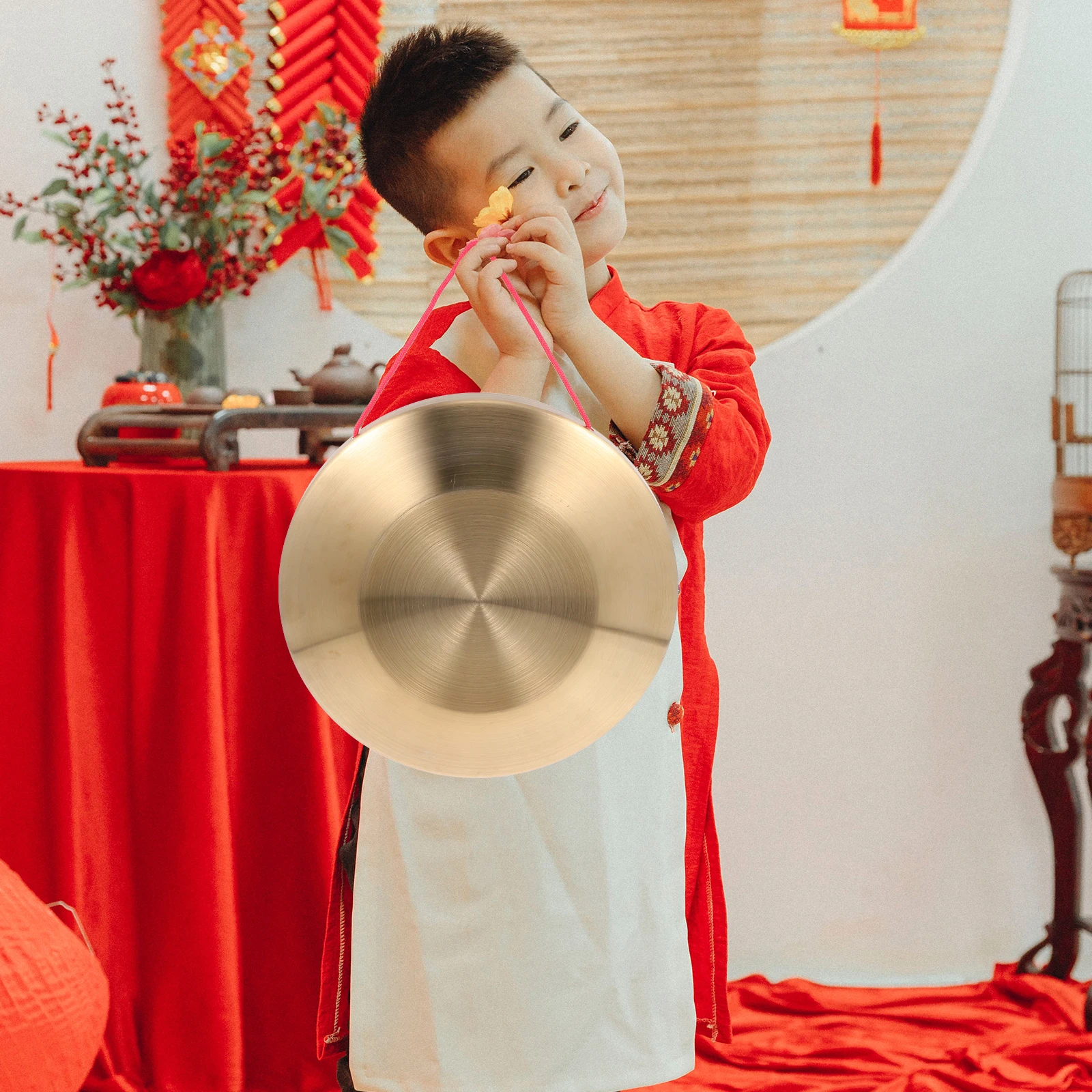 

Copper Gongs Percussion Instruments Hand Chinese Gong Hammer Clear Sound Sturdy Smooth Child Training Creativity Musical