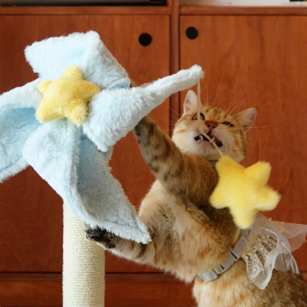 Vertical Sisal Rope Cat Scratcher Windmill Design Claw Grinding Post Pet Furniture Protection Durable Toy