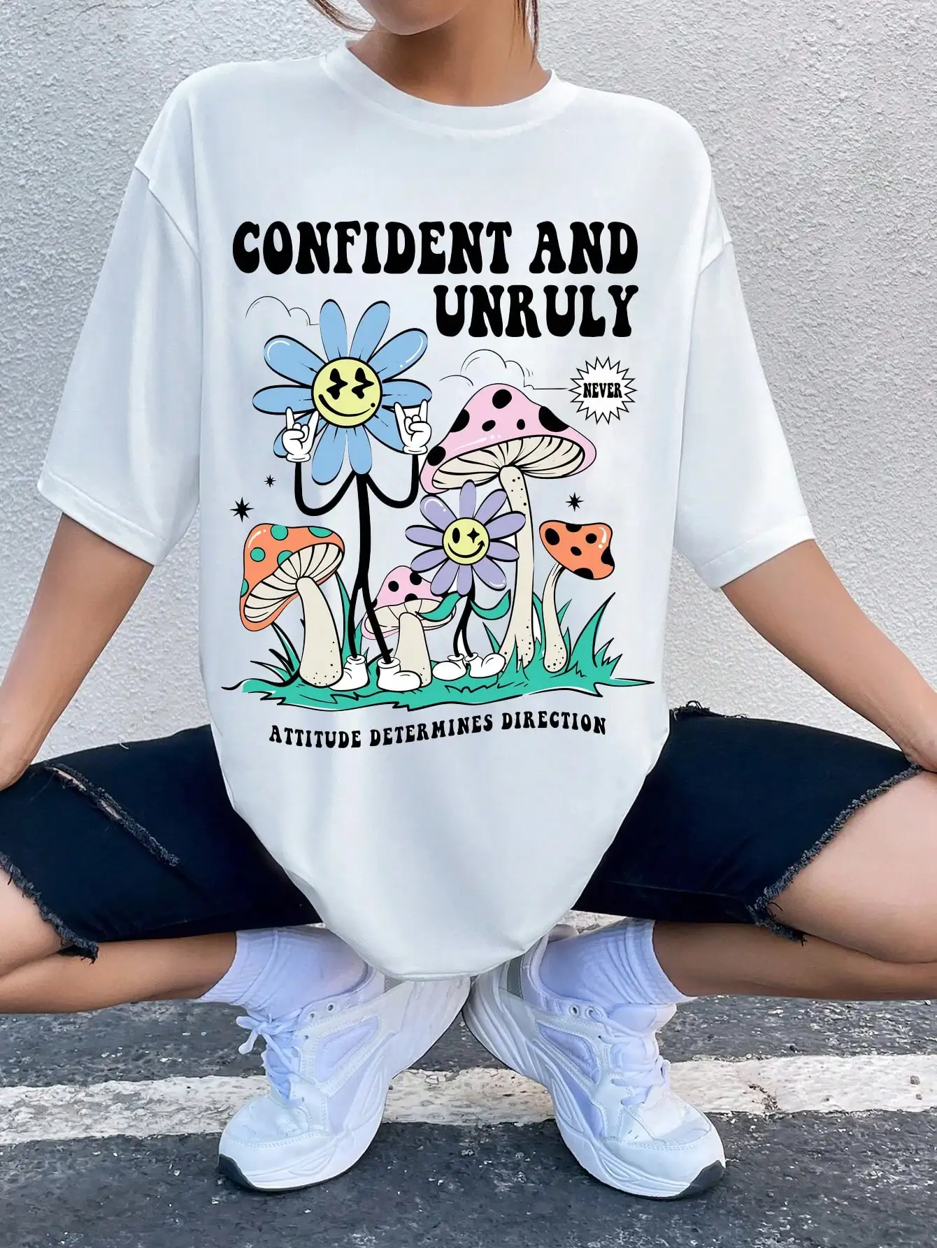 Confidential And Unruly Slogan Cartoon Graphic T Shirt Female Summer Fashion Clothes Street Cotton Short Sleeve Casual T-Shirts