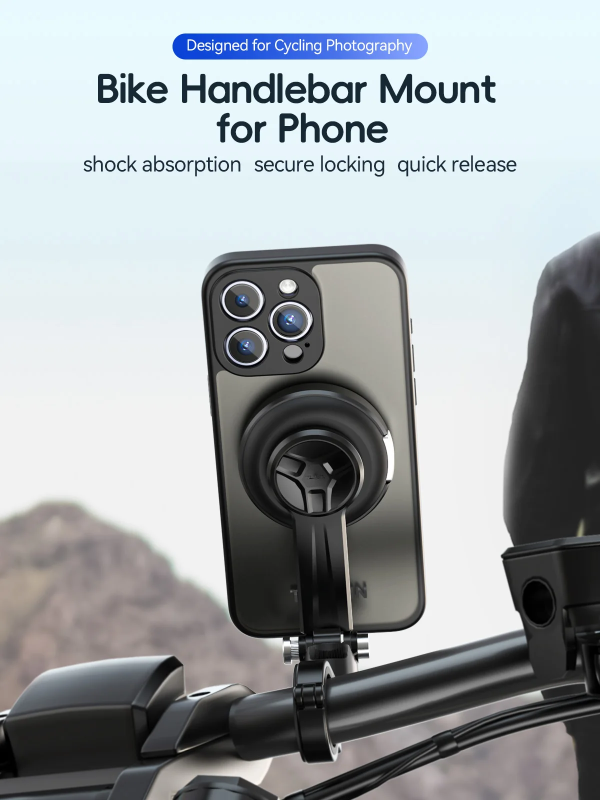 TELESIN Cycling Phone Holder POV Shoot Stand Bicycle Motorcycle Mount Hold 360° Rotation Case For Iphone 15pro 15promax